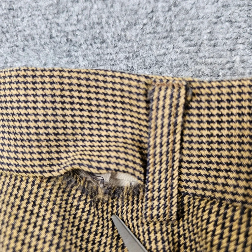Zanella Mens 38 Pleated Wool Trousers Houndstooth Made in Italy Tan Black 982